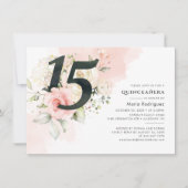 フローラピンクキンセアニェラ15誕生日水彩 招待状 (正面)