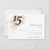 フローラピンクキンセアニェラ15誕生日 出欠カード (正面)