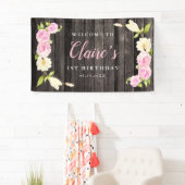 フローラピンククリームガールズバースデーパーティー 横断幕 (インサイチュ)