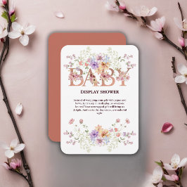 フローラピンクグリッターベビーモノグラムベビーシャワー エンクロージャーカード