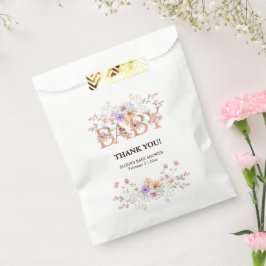 フローラピンクグリッターベビーモノグラムベビーシャワー フェイバーバッグ