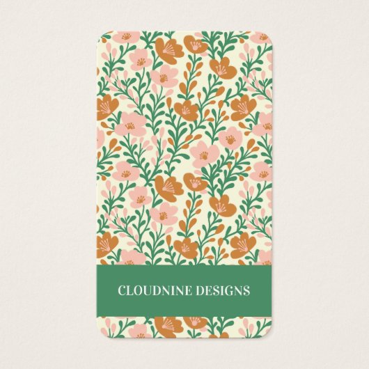 フローラピンクグリーンイヤリングジュエリー表示カード (正面)