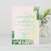 フローラピンクグリーンモダンエレガントな結婚式 招待状 (スタンド正面)