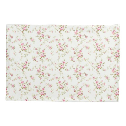 フローラピンクコテージガーデンパターン 枕カバー (裏面)