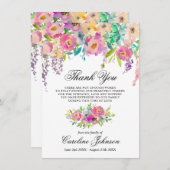 フローラピンクサンキュー悔やみや弔慰メモリアル祈りの言葉 サンキューカード (正面/裏面)