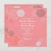フローラピンクサンゴブライダルシャワー招待状 招待状 (正面/裏面)