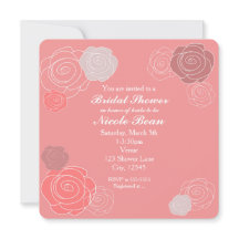 フローラピンクサンゴブライダルシャワー招待状