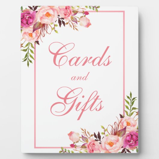 フローラピンクシャワーまたはウェディングカードギフト フォトプラーク (正面)