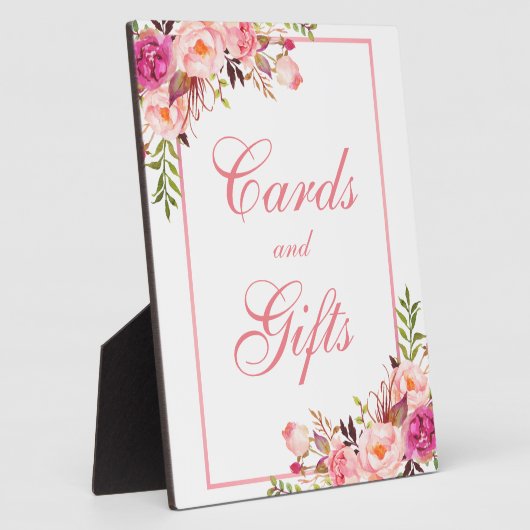 フローラピンクシャワーまたはウェディングカードギフト フォトプラーク (側面)