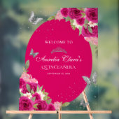 フローラピンクシルバーティアラバタフライキンセアニラ アクリルサイン (ニュートラル)