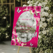 フローラピンクシルバーティアラバタフライキンセアニラ アクリルサイン