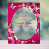 フローラピンクシルバーティアラバタフライキンセアニラ アクリルサイン (ニュートラル)