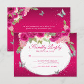 フローラピンクシルバーティアラバタフライキンセアニラ 出欠カード (正面/裏面)