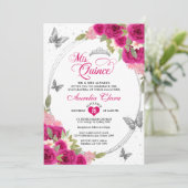 フローラピンクシルバーティアラバタフライミキンセアニラ 招待状 (スタンド正面)