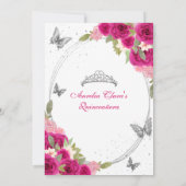 フローラピンクシルバーティアラバタフライミキンセアニラ 招待状 (裏面)