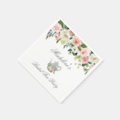 フローラピンクシルバーブライダルシャワーティーパーティー スタンダードカクテルナプキン (角)