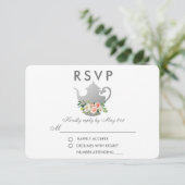 フローラピンクシルバーブライダルシャワーティーパーティーRSVP R 出欠カード (スタンド正面)
