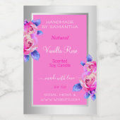 フローラピンクシルバー製品ラベルキャンドル美しい&ブランド フードラベル (シングルラベル)