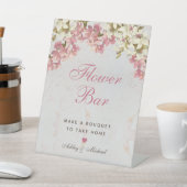 フローラピンクスクリプトオーランズマーブルフラワーバー 台座サイン (インサイチュ)