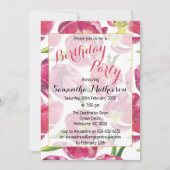 フローラピンクチューリップバースデーパーティー 招待状 (正面)