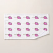 フローラピンクチューリップフラワーバッドパターン白カワイト バスタオルセット (ハンドタオル)