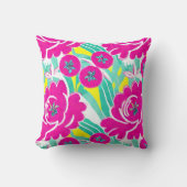 フローラピンクトマートピンクアクアパターン クッション (正面)