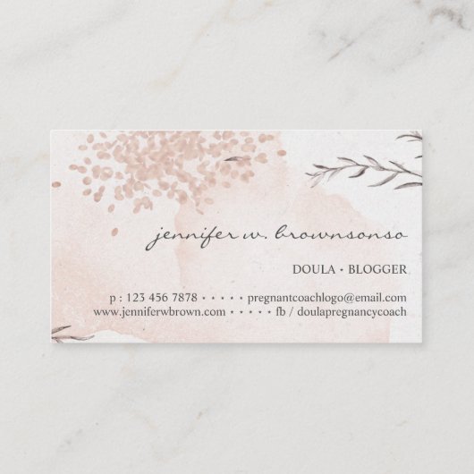 フローラピンクドゥラ誕生コーチ妊娠中 名刺 (裏面)