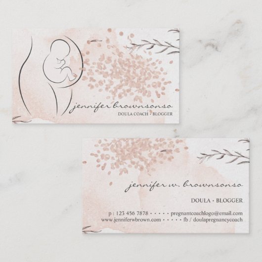 フローラピンクドゥラ誕生コーチ妊娠中 名刺 (正面/裏面)