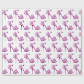 フローラピンクハイヒールシューズ ラッピングペーパー (フラット)