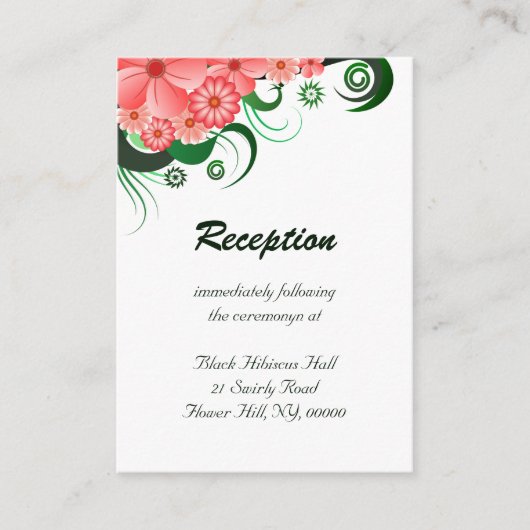 フローラピンクハイビスカスウェディングレセプションエンクロージャ エンクロージャーカード (正面)