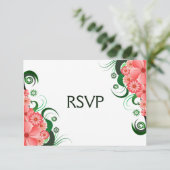 フローラピンクハイビスカスエレガントRSVPレスポンスカード 出欠カード (スタンド正面)