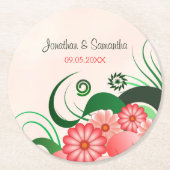フローラピンクハイビスカスラウンド結婚ズ紙コースター ラウンドペーパーコースター (正面)