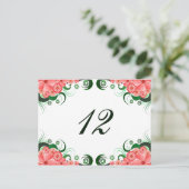 フローラピンクハイビスカス披露宴テーブル番号カード ポストカード (スタンド正面)