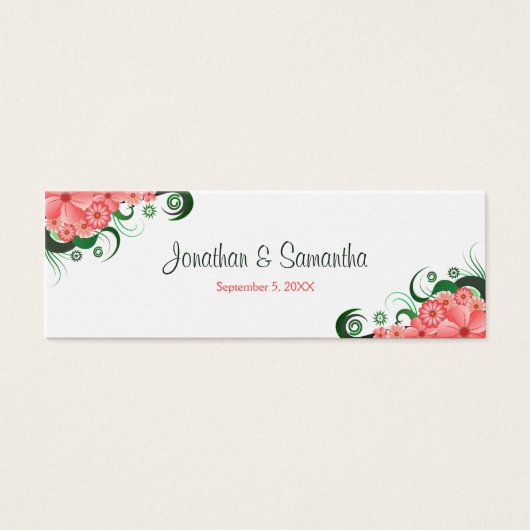 フローラピンクハイビスカス結婚式の引き出物またはメッセージカード (正面)