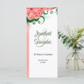 フローラピンクハイビスカス結婚式 プログラムテンプレートカード プログラム (スタンド正面)