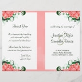 フローラピンクハイビスカス結婚式 プログラムテンプレート (正面)