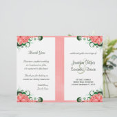 フローラピンクハイビスカス結婚式 プログラムテンプレート (スタンド正面)