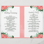 フローラピンクハイビスカス結婚式 プログラムテンプレート (裏面)