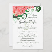 フローラピンクハイビスカス5" x 7"結婚式招待状 招待状 (正面)