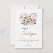フローラピンクバニー誕生日サンキューカード サンキューカード (正面)