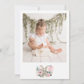 フローラピンクバニー誕生日サンキューカード 招待状 (裏面)