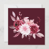 フローラピンクバーガンディースクリプトブライダルシャワースクエア 招待状 (裏面)