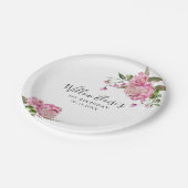 フローラピンクバースデーパーティー ペーパープレート (アングル)