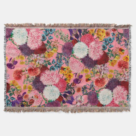 フローラピンクパターン スローブランケット (正面)