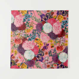 フローラピンクパターン タペストリー