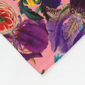 フローラピンクパターン フリースブランケット (角)