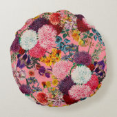 フローラピンクパターン ラウンドクッション (裏面)