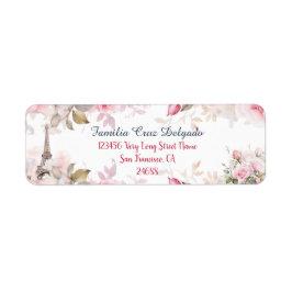フローラピンクパリ差出人住所ラベル ラベル