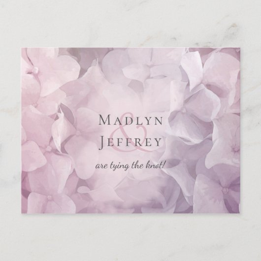 フローラピンクパープルアジサイの日付を保存 案内ポストカード (正面)