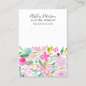 フローラピンクパープルウォーターカラーイヤリング表示 名刺 (正面)